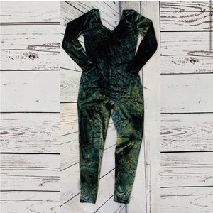 Green velvet bodysuit performa dance wear costume